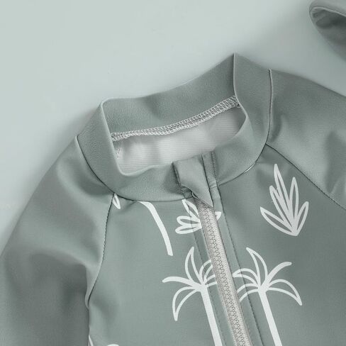 Toddler Baby Boy Swimsuit Long Sleeve Zip Tops with Shorts Hat Rash Guard Swimwear Bathing Suit UPF 50+ in Saudi Arabia