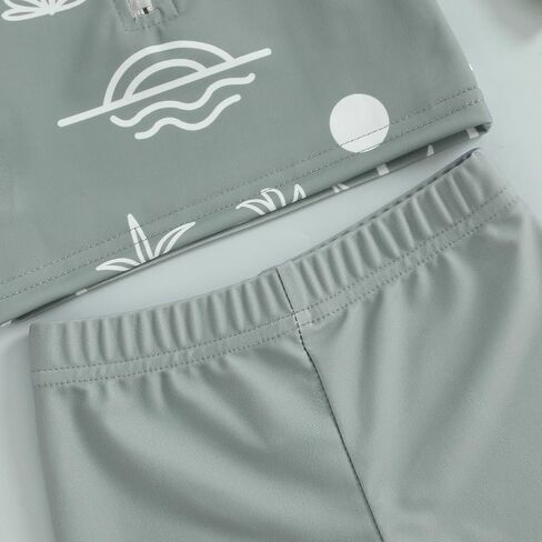 Toddler Baby Boy Swimsuit Long Sleeve Zip Tops with Shorts Hat Rash Guard Swimwear Bathing Suit UPF 50+ in Saudi Arabia