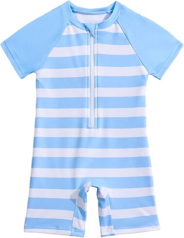 Baby Swimsuit Boy Infant One Piece Rash Guard Bathing Suit Short Sleeve Zipper Toddler Boys Beach Swimwear in Kuwait