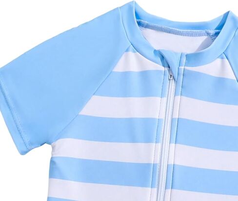 Baby Swimsuit Boy Infant One Piece Rash Guard Bathing Suit Short Sleeve Zipper Toddler Boys Beach Swimwear in Kuwait