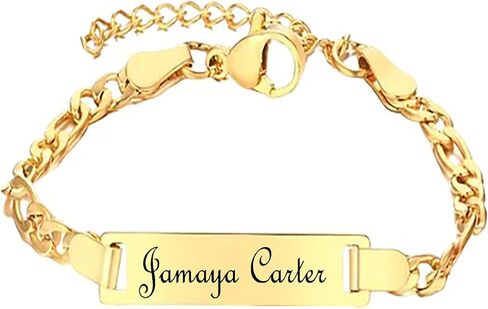 18K Gold Filled Personalized Baby ID Bracelet, Christening Gift, Baptism Gift (Gold) in Saudi Arabia