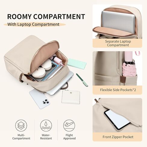 GOLF SUPAGS Womens Laptop Backpack with Separate Laptop Compartment Water Resistant Computer Backpacks Fits 14 Inch Notebook Travel Work College Bags (14-Inch, Pink) in Kuwait