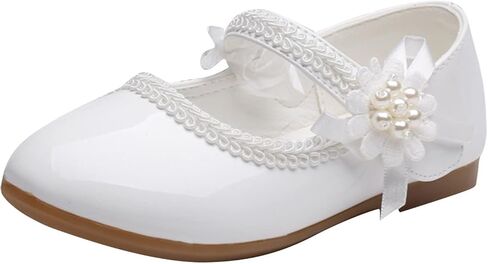 Toddler School Shoes Girls Mary Jane Dress Shoes with Flower Slip-On Casual Ballerina Flats for Wedding, Party in Saudi Arabia
