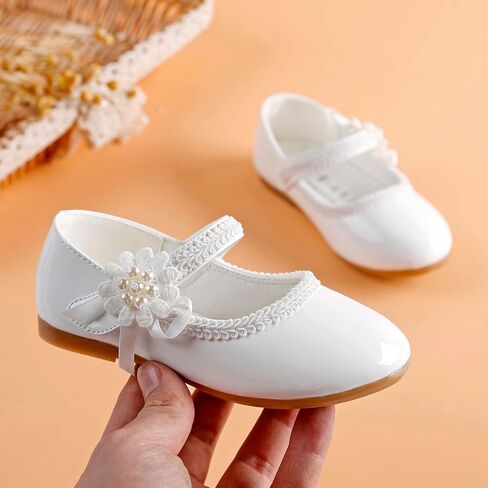 Toddler School Shoes Girls Mary Jane Dress Shoes with Flower Slip-On Casual Ballerina Flats for Wedding, Party in Saudi Arabia