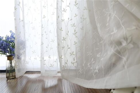 Linen Sheer Curtains Window Treatments Rod Pocket for Living Room Bedroom Simple Modern American Pastoral (2 Panels, W 100 x L 84 inch, Grey) in Kuwait