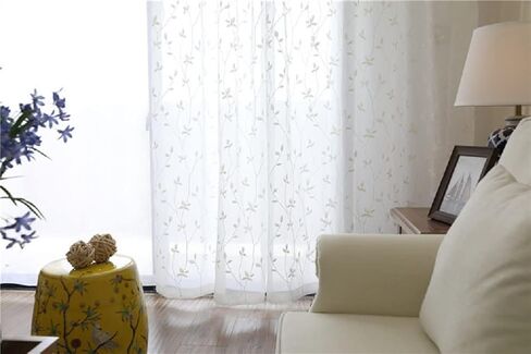 Linen Sheer Curtains Window Treatments Rod Pocket for Living Room Bedroom Simple Modern American Pastoral (2 Panels, W 100 x L 84 inch, Grey) in Kuwait