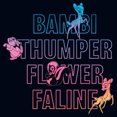 Disney girls Bambi Characters Names Stacked T-Shirt in Saudi Arabia
