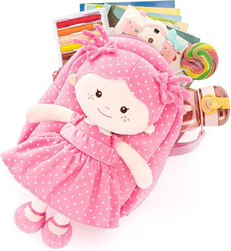 Toddler Kids Backpack with Soft Baby Dolls in Plaid Dress 9.5" in Kuwait