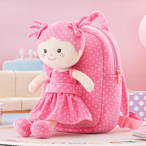 Toddler Kids Backpack with Soft Baby Dolls in Plaid Dress 9.5" in Kuwait