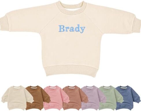قميص مخصص للبلوزات متماسكة مع الاسم - Chozy Crewneck للرضع والأطفال الصغار ، مثالي للمغامرات في الهواء الطلق in Kuwait