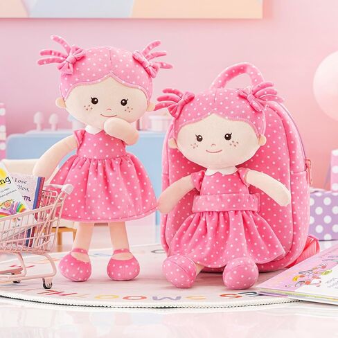 Toddler Kids Backpack with Soft Baby Dolls in Plaid Dress 9.5" in Kuwait
