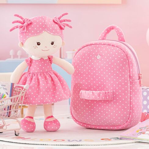 Toddler Kids Backpack with Soft Baby Dolls in Plaid Dress 9.5" in Kuwait