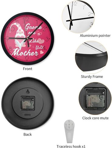 Wall Clock Carnation Flower Mother Baby Battery Operated Clocks 10 Inch Silent Non-Ticking Wallclock Super Mom Vintage Round Wall Clocks for Living Room Bedroom Kitchen Office Home Decor in Saudi Arabia