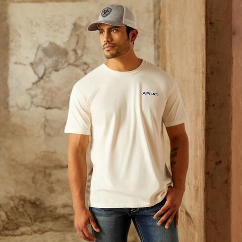 Ariat Male Ariat Steer Skull Flag T-Shirt Stone Heather Small in Saudi Arabia