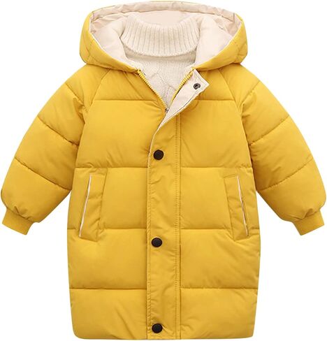 Winter Down Coats for Kids Baby Boys Girls Long Hooded Puffer Jacket Outerwear Thicken Puffer Windbreaker Outwear in Saudi Arabia
