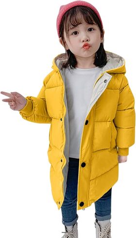 Winter Down Coats for Kids Baby Boys Girls Long Hooded Puffer Jacket Outerwear Thicken Puffer Windbreaker Outwear in Saudi Arabia