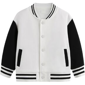 Toddler Baby Boy Girl Baseball Jacket Y2𝚔 Varsity Bomber Jackets Print Color Block Button Letterman