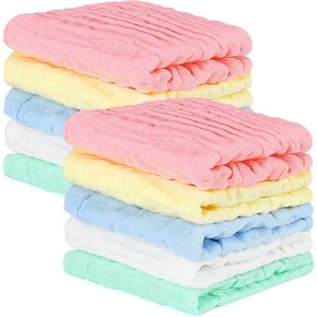 Accmor 10 Pack Baby Washcloths, Soft Face Cloths for Newborn, Natural Cotton Bath Face Towels Baby Wipes Burp Rag Wash Cloths