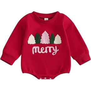 Infant Baby Undershirt Christmas Children's Baby Towel Embroidered Alphabet Long Sleeve Long Sleeve Dance Leotard Girls