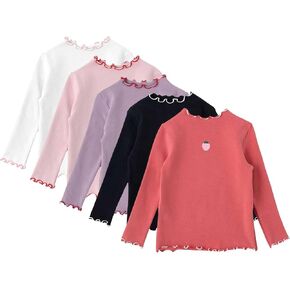 Boys Girls Base Layer Thermal Shirt Turtleneck Long Sleeve Elastic Casual Undershirts Pullover for Kids