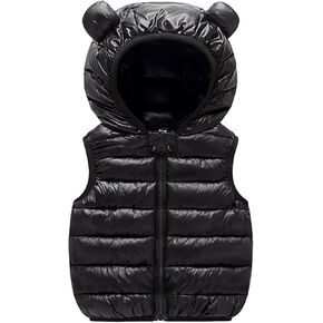 Newborn Toddler Solid Color Sleeveless Zipper Hooded Ears Down Vest Down Jacket Coat for Boys 5t