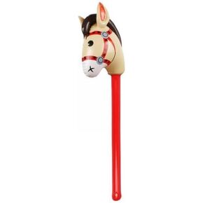 3X Inflatable Stick Horse, Horse Riding Stick,Lovely Horse Head Stick,Balloon Blowing Up Stick Toy, for Cowboy Party