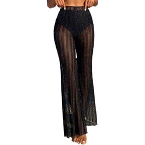 Women Swimsuit Cover Up Mesh Leg Pants,Summer Beach