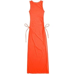 Women Swimsuit Cover Up Drawstring Side Slit Mesh Cover Up Dress,Summer Beach