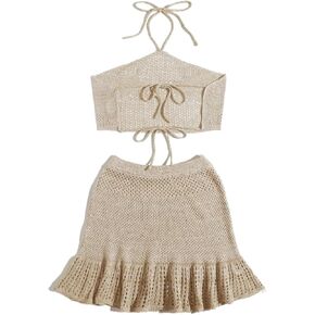Women Swimsuit Cover Up Tied Backless Cover Up Set,Summer Beach