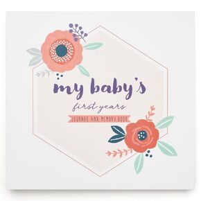 Baby Journal Memory Book for Girls - Baby Scrapbook Album for First 5 Years Baby Milestone Book - Keepsake for Baby Photos, Hardcover, Floral