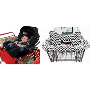 Ultimate 2-in-1 Baby Shopping Bundle: Car Seat Carrier (As Seen on Shark Tank) & Soft Cotton Shopping Cart/Highchair Cover with Phone Pouch – Keep Infants & Toddlers Secure & Cozy