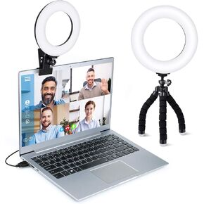 Clip-On Ring Light for Laptop – 5 Color Modes & 5 Brightness Levels for Video Calls, Online Meetings & Streaming