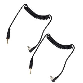 2pcs Universal 3.5mm to Male Flash PC Sync Cable Coiled Cord with Screw Lock for Digital Cameras