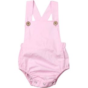 Newborn Baby Boy Girl Cotton Line Sleeveless Straps Bodysuit Romper Jumpsuit Outfits Summer Overalls Clothes