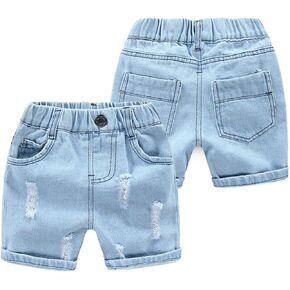 EISHOW Little Boys Jeans Shorts, 1-7 Years Toddler Baby Summer Casual Elastic Waist Ripped Denim Shorts Pockets Pull up Pants