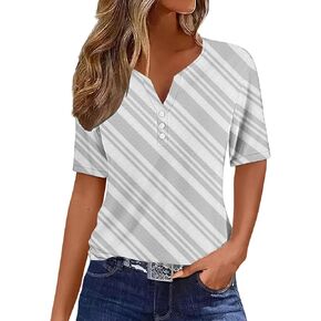 Ceboyel Womens Floral Print Summer Tops 2024 Dressy Causal Blouses Short Sleeve Henley Shirts Trendy Ladies Clothes in Saudi Arabia