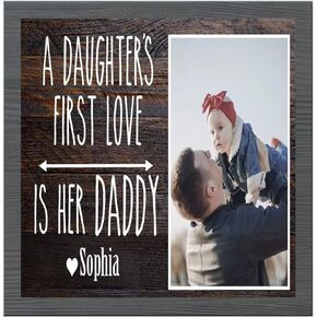 NAZENTI Father Gift, Dad Gift, First Father's Day Picture Frame Gifts for 1st Fathers Day from Baby First Fathers Day Gift- Personalized First Father's Day 8x8 inch Wood Sign Frame
