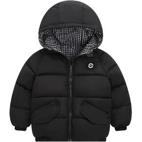 Toddler Kids Baby Boys Girls Winter Warm Jacket Outerwear Plaid Coats Hooded Padded Outwear Teen Boy Coats