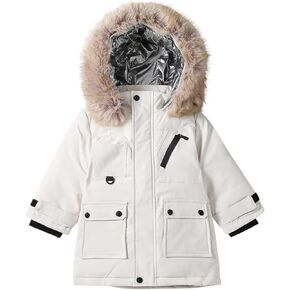 2-12 Years Toddler Boys Down Jacket Winter Jacket Hooded Thickened Warm Snowsuit Coat Parka Outerwear (White, 9-10 Years)