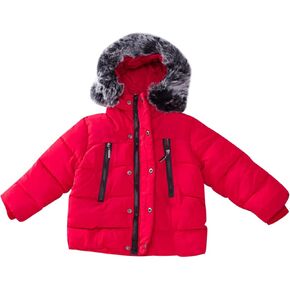 Toddler Kids Baby Girls Boys Winter Coats Thicken Fleece Collar Hoodie Down Jacket Windproof Snowsuit (Red, 5-6 Years)