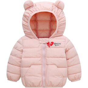 Boys Puffy Winter Jacket Toddler Kids Baby Boys Girls Winter Windproof Warm Love Print Coats Bear Boys Hooded Down Coats