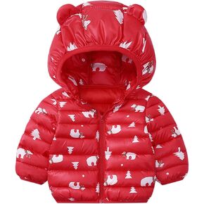 Unisex Baby Toddler Down Puffer Jacket Kids Warm Down Hooded Winter Coat Bear Hoods Outwear Zip Padded Jacket
