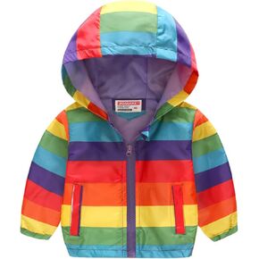 Toddler Kids Baby Boys Girls Cartoon Dinosaur Rainbow Camouflage Zip Windproof Jacket Hooded Girls Star Winter