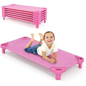Stackable Daycare Cots for Kid -Pack of 6, Portable Preschool Cots, 52" L x 23" W, Ready-to-Assemble, Space-Saving Toddler Nap Cot for Sleeping, Resting, Naptime, Nursery