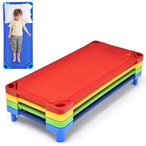 Stackable Daycare Cots for Kid -Pack of 6, Portable Preschool Cots, 52" L x 23" W, Ready-to-Assemble, Space-Saving Toddler Nap Cot for Sleeping, Resting, Naptime, Nursery in Kuwait