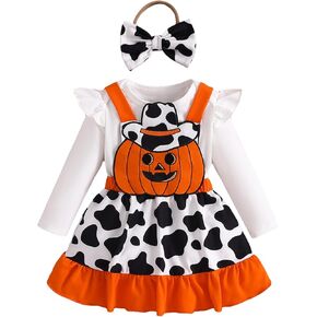 Baby Girl Halloween Outfit My First Halloween Ruffle Romper Pumpkin Suspender Overalls Dress Newborn Skirt Sets