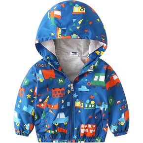 Windbreaker Jacket Hooded Girls Boys Kids Cartoon Outwear Toddler Windproof Zipper Baby Thick Winter Jackets for