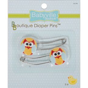 Babyville Boutique Dritz 35149 Diaper Pins, Playful Friends Owl, 2-Pack