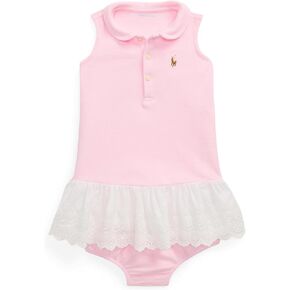 POLO RALPH LAUREN baby-girls Eyelet-skirt Knit Oxford Dress & Bloomer (Infant)