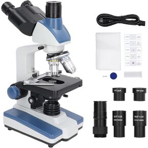 Trinocular Microscope, Biological Lab Microscope 40X to 2500X with Aluminum Alloy Base, Trinocular Compound Microscope for Medical Research